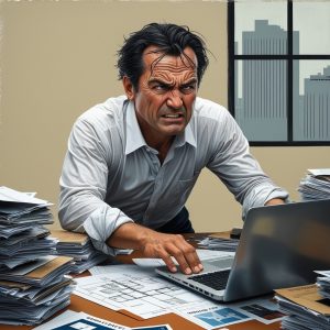 Busy man with paperwork